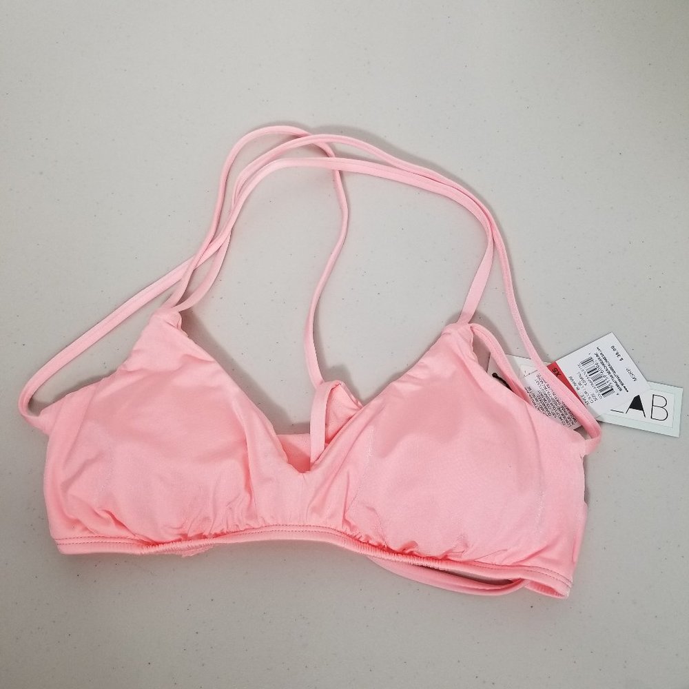 Bikini LAB Women's Solid Pink Strappy Bralette Bikini Top, XS